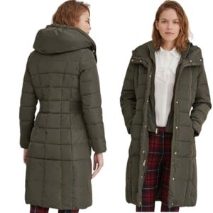 COLE HAAN Signature Bib Insert‎ Down & Feather Fill Coat Green Women's Size S/P
